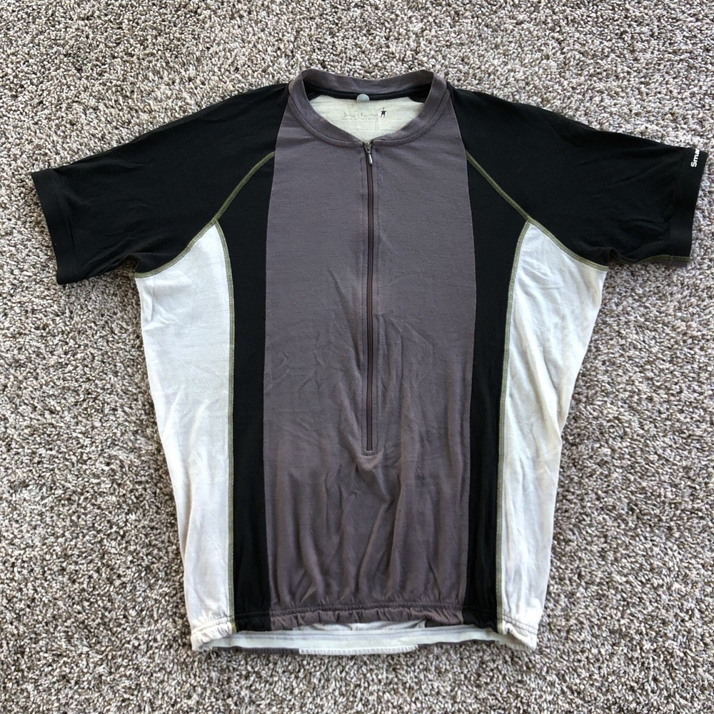 Smartwool Cycling Jersey Shirt Mens XL Earth Tone Merino Wool Zip Active Outdoor